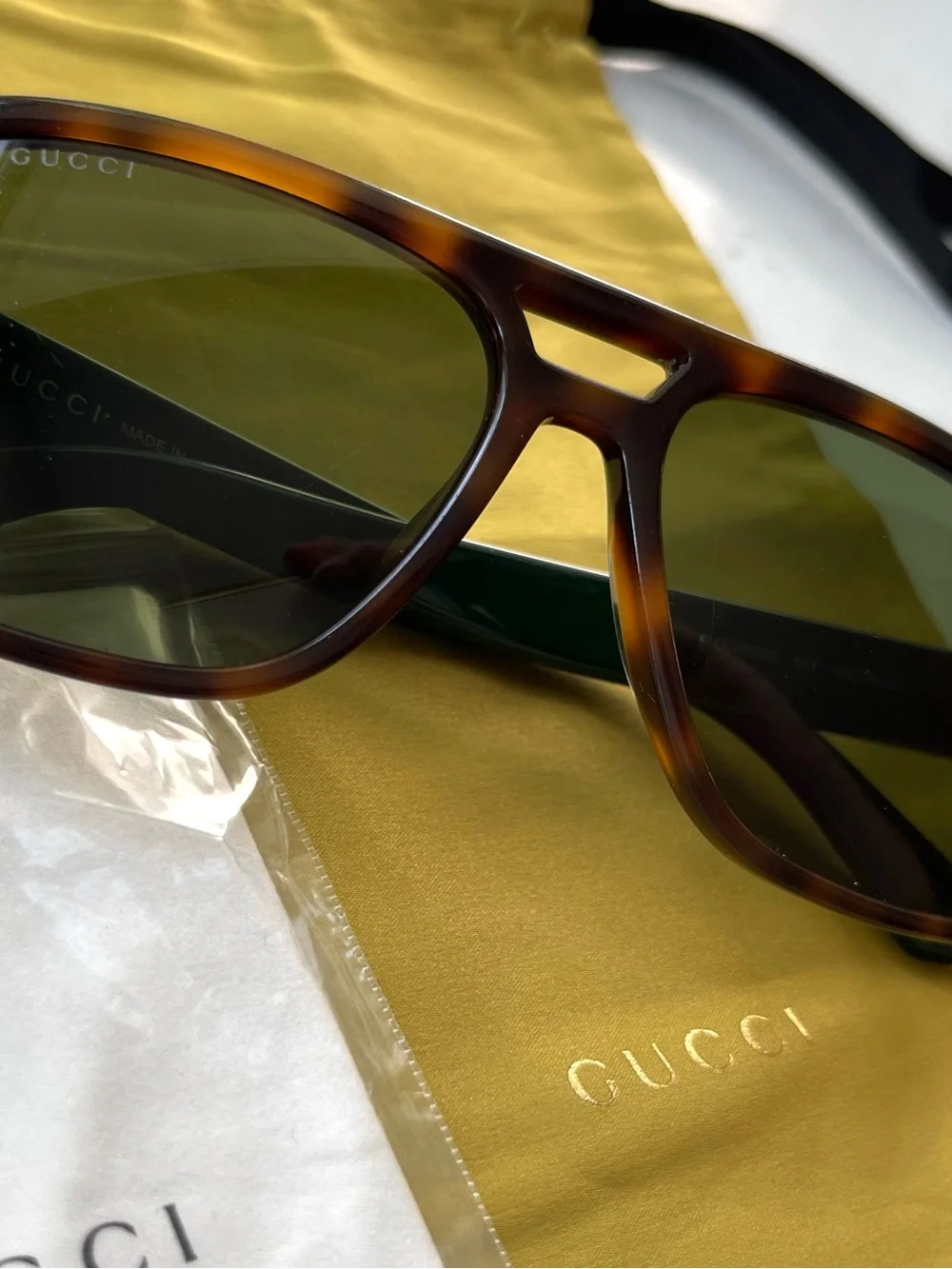 Gucci GG0925S 002 Havana/Green Aviator Sunglasses